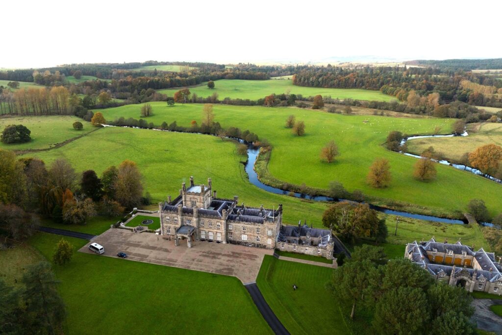 Aerial view of Blairquhan Castle.