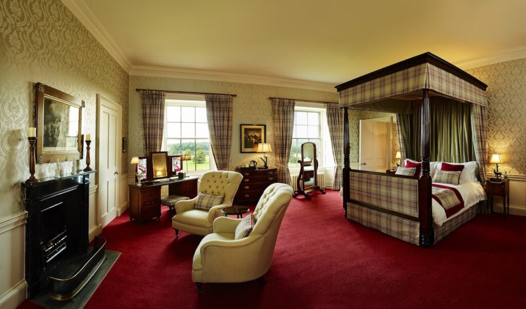 Elegant bedroom with classic furnishings.