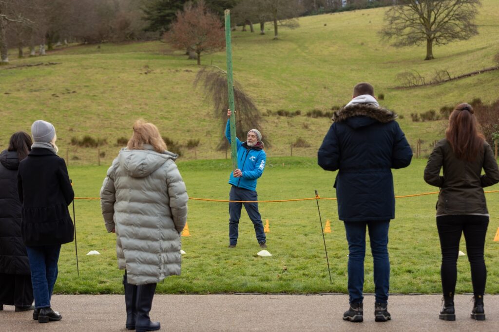 Participants observing a field activity.